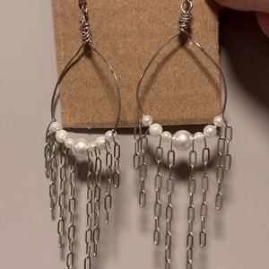 Elegant Silver and White Dangle Earrings